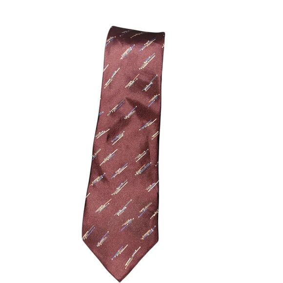 Dior Burgundy Silk Tie with Classic Design - Picture 1 of 3